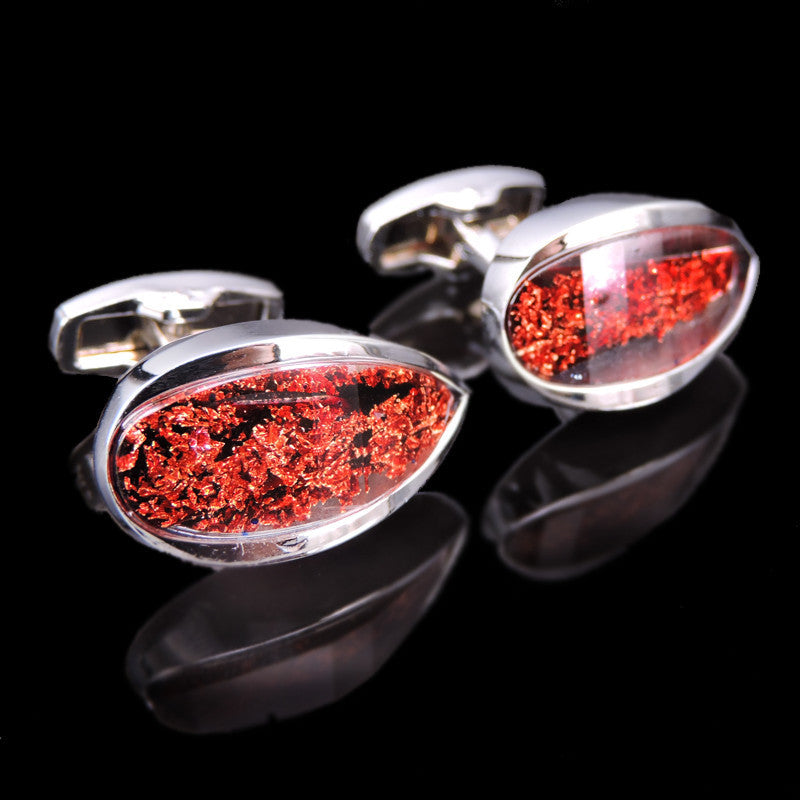 Leaf Shape Red Crystal Cufflinks