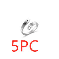 Hollow Cross Double Ring Stainless Steel Engraved Faith Simple Ring