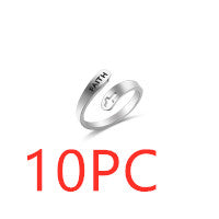 Hollow Cross Double Ring Stainless Steel Engraved Faith Simple Ring