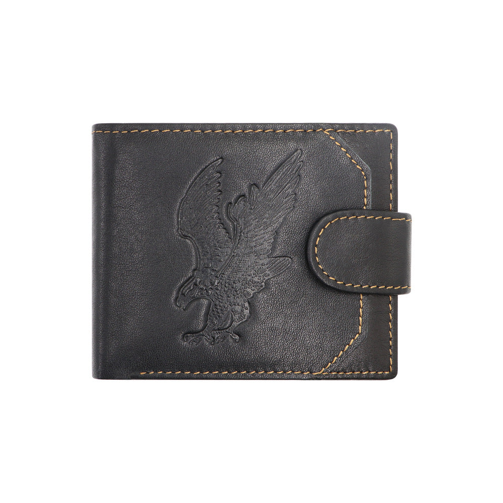 Eagle Hand-Polished Men's High-End First Layer Cowhide Wallet