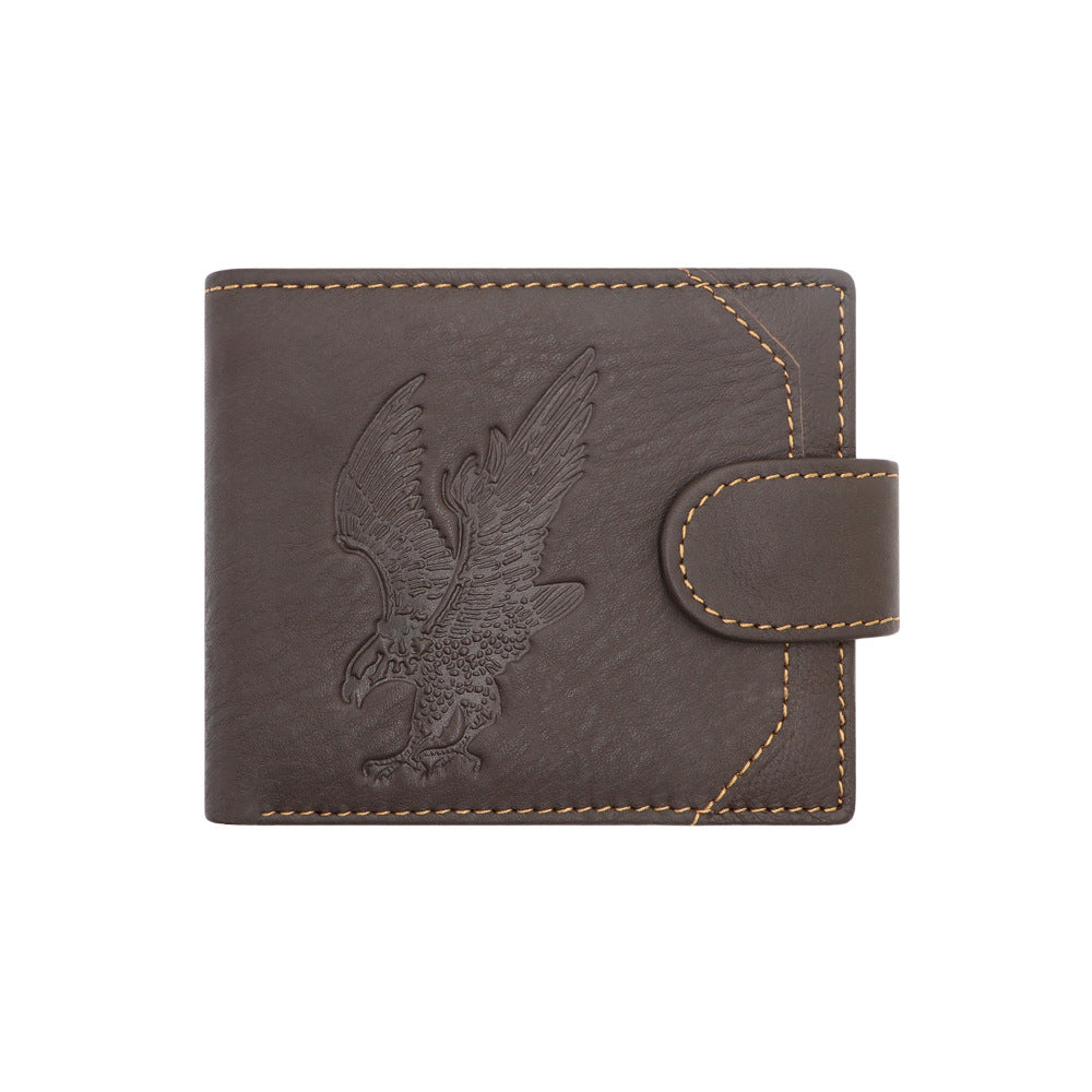 Eagle Hand-Polished Men's High-End First Layer Cowhide Wallet