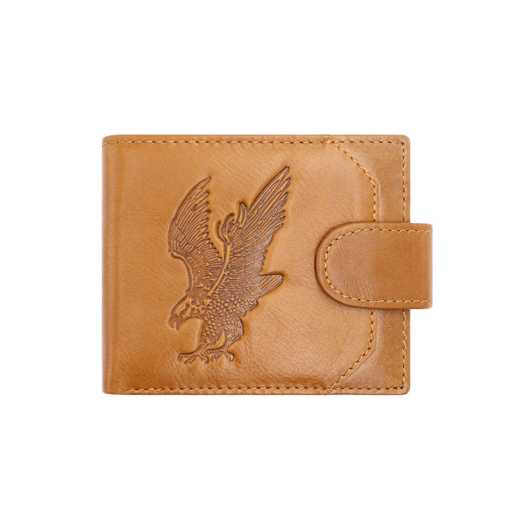 Eagle Hand-Polished Men's High-End First Layer Cowhide Wallet