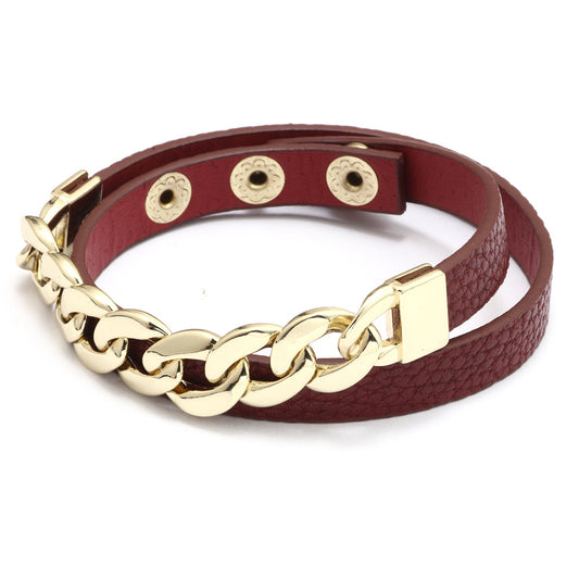 Simple Style PU Leather Chain Bracelet - Unisex, Adjustable, And Multi-Color Option