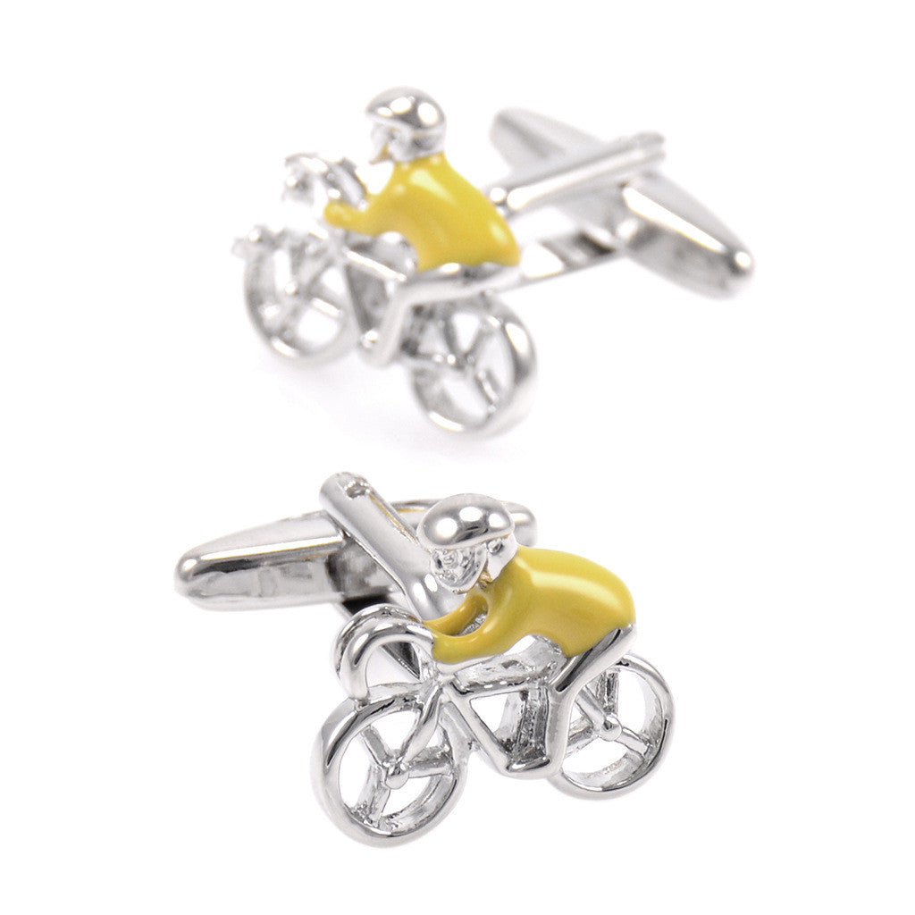 French Shirt Cycling Cufflinks Athlete Yellow