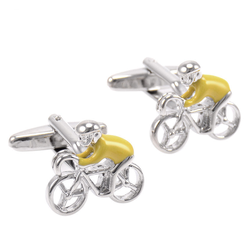 French Shirt Cycling Cufflinks Athlete Yellow