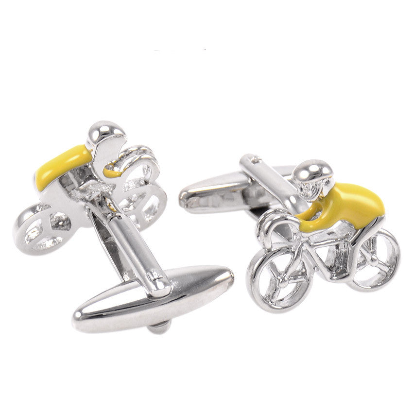 French Shirt Cycling Cufflinks Athlete Yellow