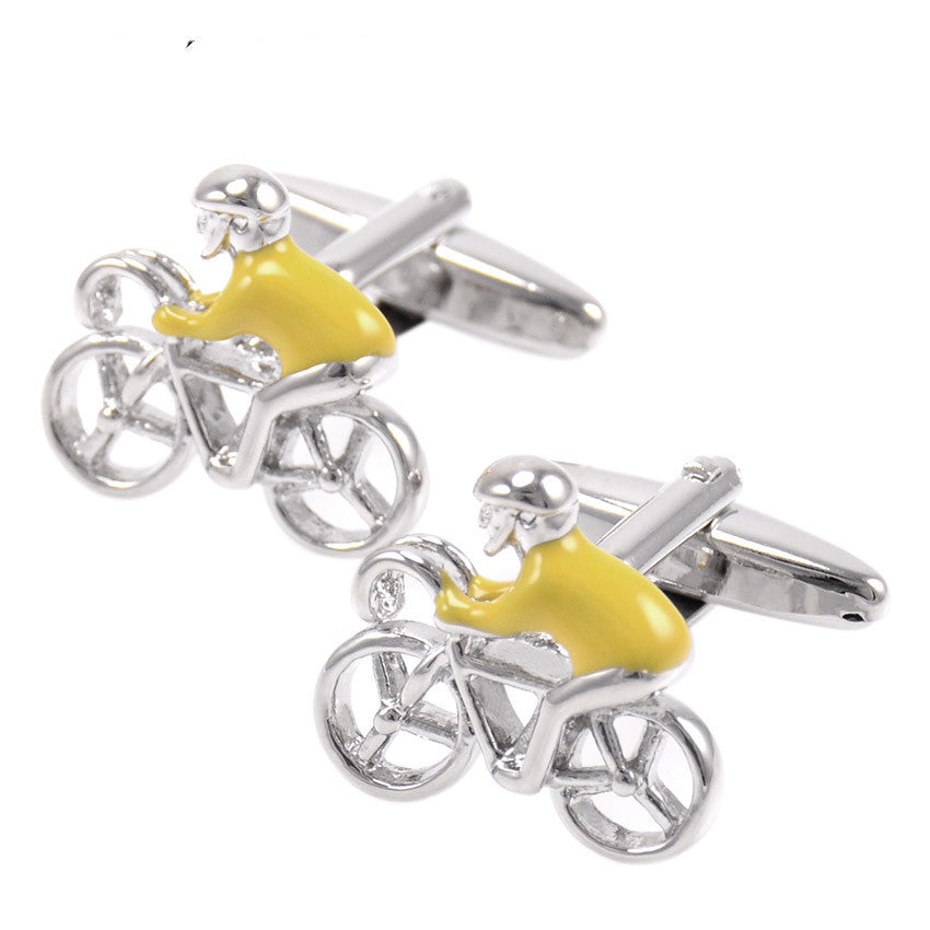 French Shirt Cycling Cufflinks Athlete Yellow