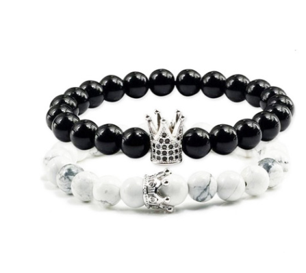 Micro Inlaid Zircon Crown Bracelet Volcanic Stone White Turquoise Bracelet