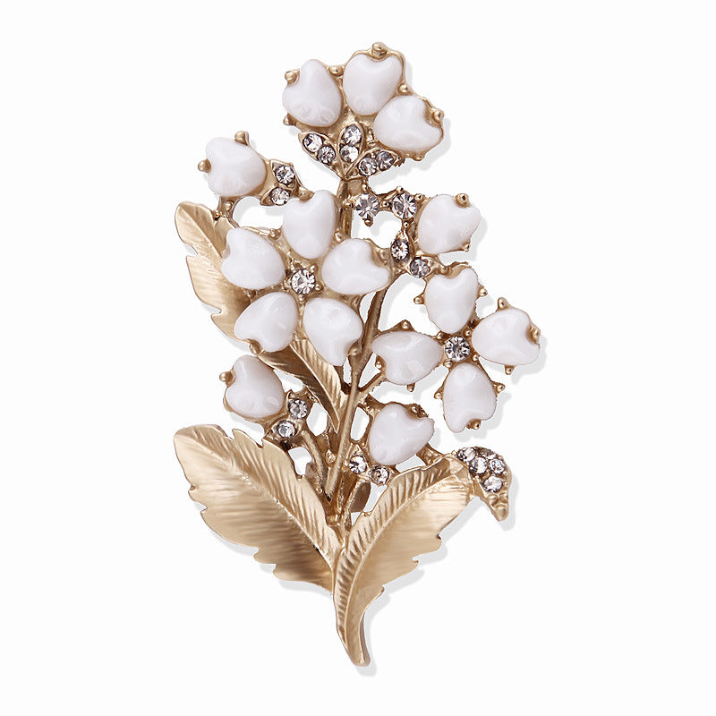 Lily Lily Of The Valley Elegant Pearl Retro Plant Flower Brooch Women S High Grade Creative Pin Clothing Decoration