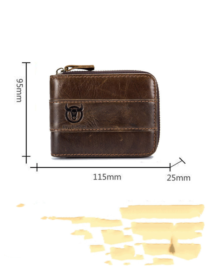 Captain Niu Leather Short Horizontal Head Leather Wallet Leisure Change Driving Certificate Multi Function Card Slot Wallet