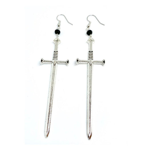 Retro Personality Men and Women The Same Silver Sword Earrings Fashion Knife Creative Earrings Jewelry