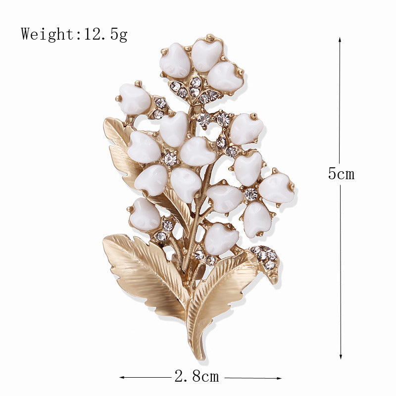 Lily Lily Of The Valley Elegant Pearl Retro Plant Flower Brooch Women S High Grade Creative Pin Clothing Decoration