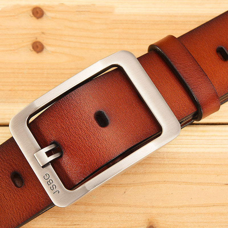 Men's Pin Buckle Pure Leather Belt