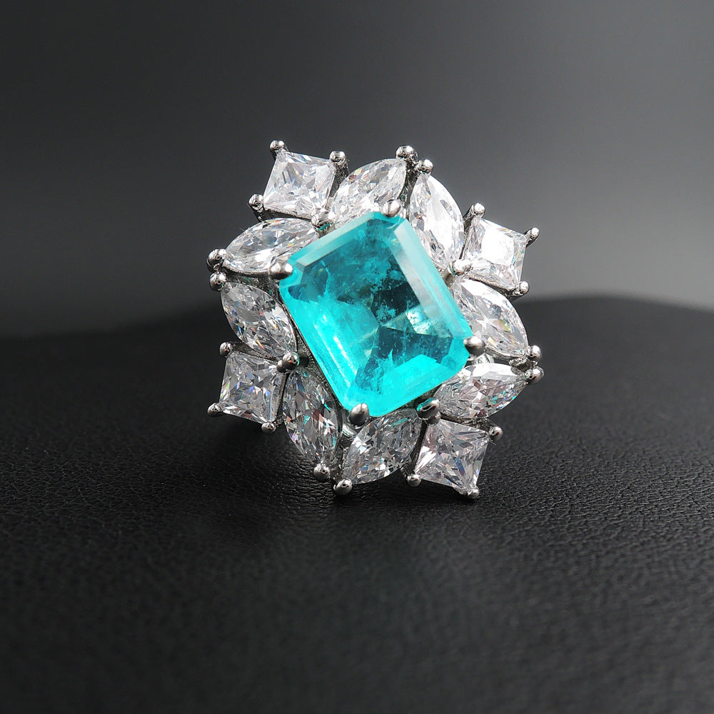 Fashion And Fashion Simulation Paraiba Ring Emerald Ring