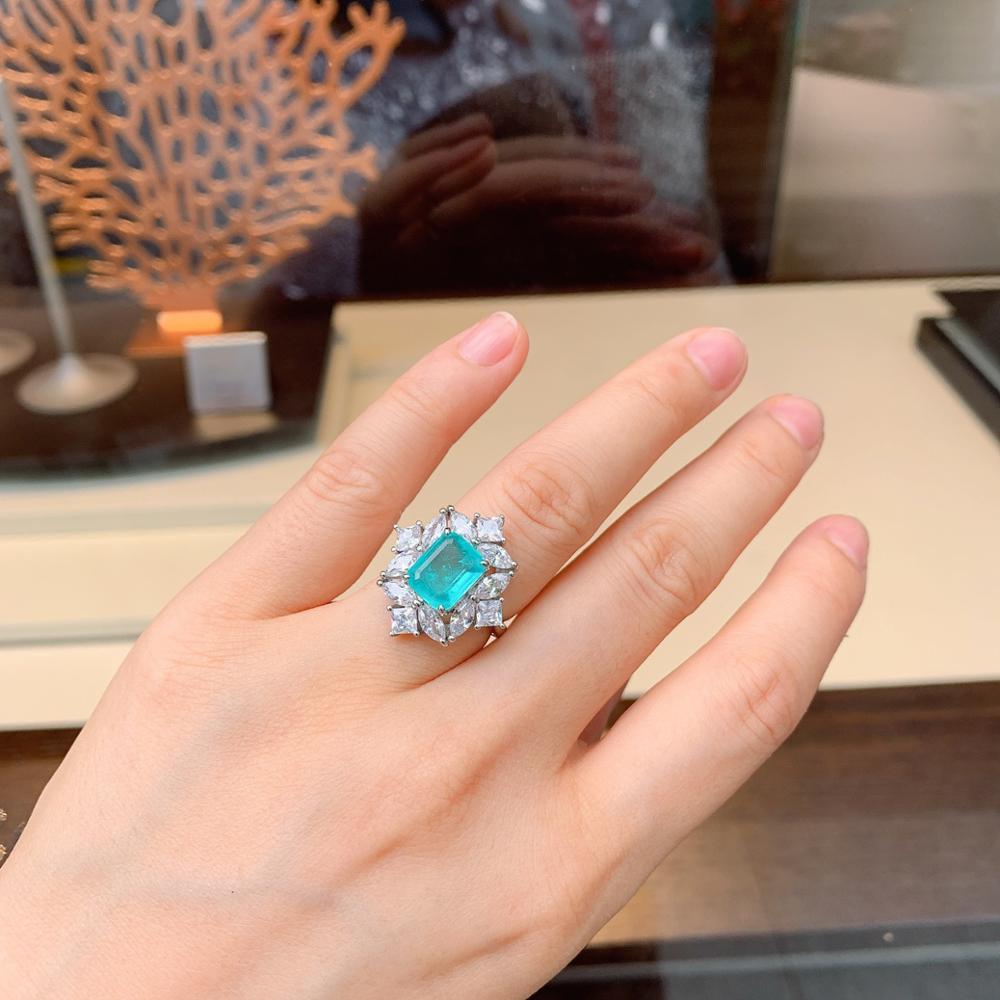 Fashion And Fashion Simulation Paraiba Ring Emerald Ring