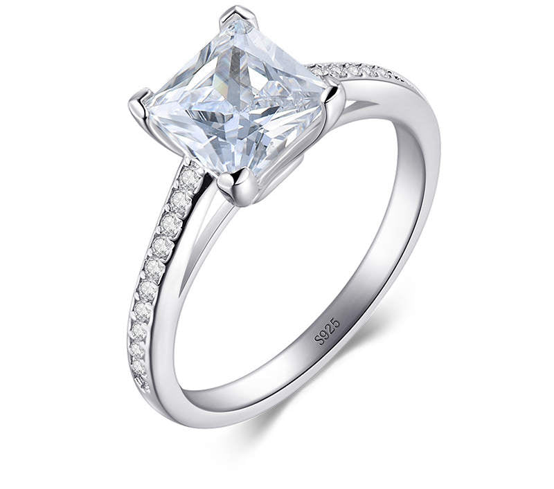 Classic Luxury Silver Plated Platinum Ring With Diamond Ring