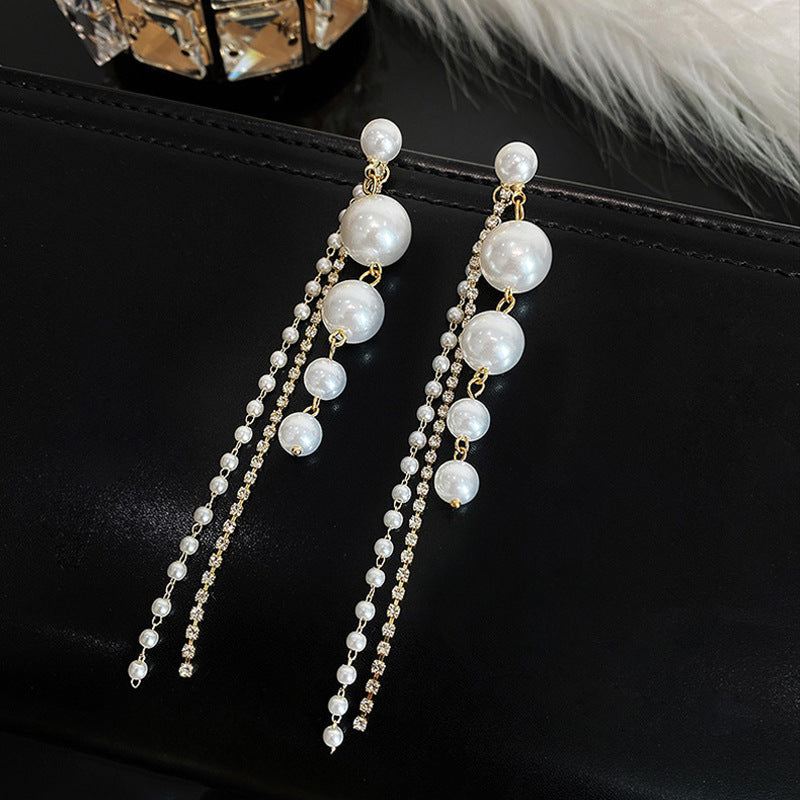 Hot Style Long Temperament Earrings Net Red Round Face Ear Jewelry Female Senior Sense