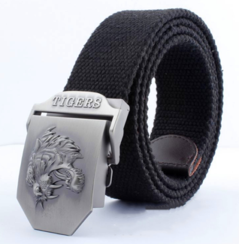 Men's Outdoor Sports Belt Canvas Adjustable Casual Buckle Belt Tiger