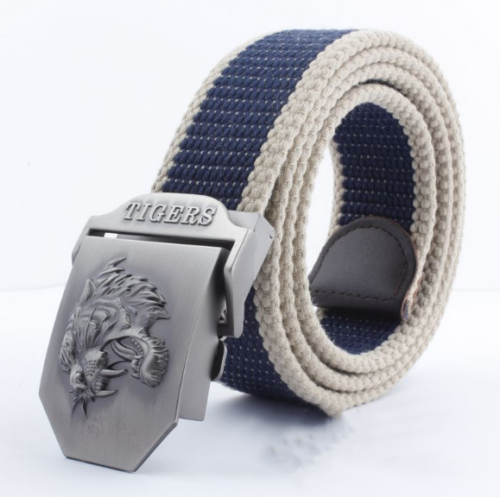 Men's Outdoor Sports Belt Canvas Adjustable Casual Buckle Belt Tiger