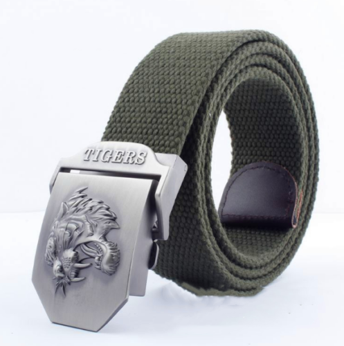 Men's Outdoor Sports Belt Canvas Adjustable Casual Buckle Belt Tiger