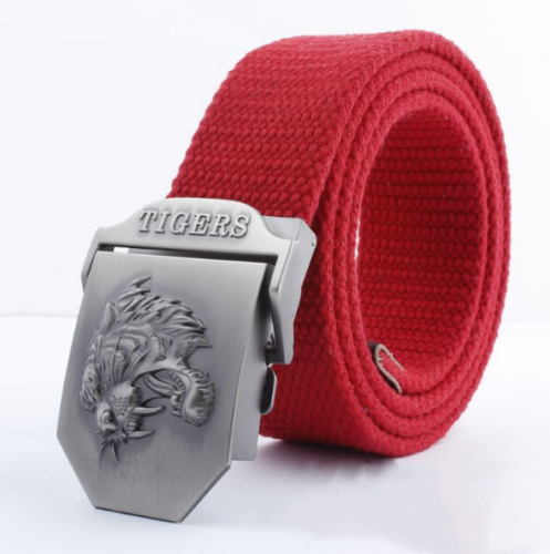 Men's Outdoor Sports Belt Canvas Adjustable Casual Buckle Belt Tiger