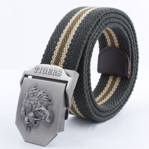 Men's Outdoor Sports Belt Canvas Adjustable Casual Buckle Belt Tiger