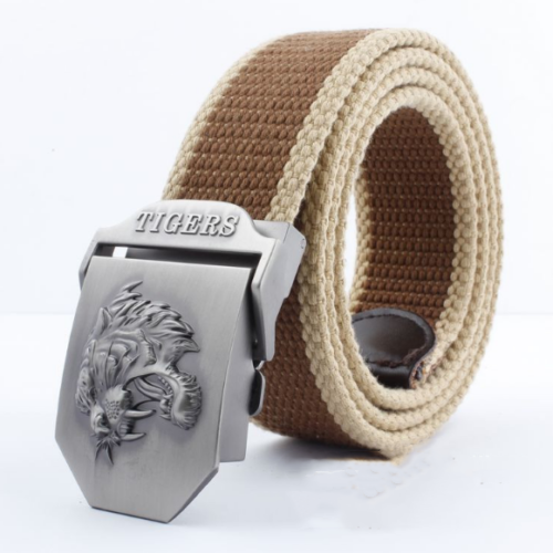 Men's Outdoor Sports Belt Canvas Adjustable Casual Buckle Belt Tiger