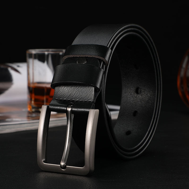 Leather Belt Men's Cowhide Belt Men's Suit Trouser Belt Business Pin Buckle Cowhide Belt Custom Men's Trouser Belt