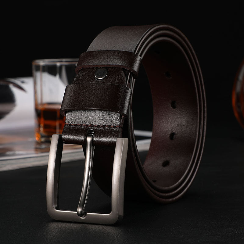 Leather Belt Men's Cowhide Belt Men's Suit Trouser Belt Business Pin Buckle Cowhide Belt Custom Men's Trouser Belt