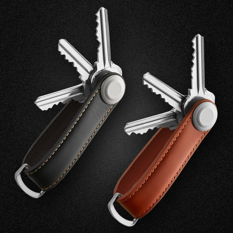 Cowhide Key Storage Multi-Function Stainless Steel Keychain