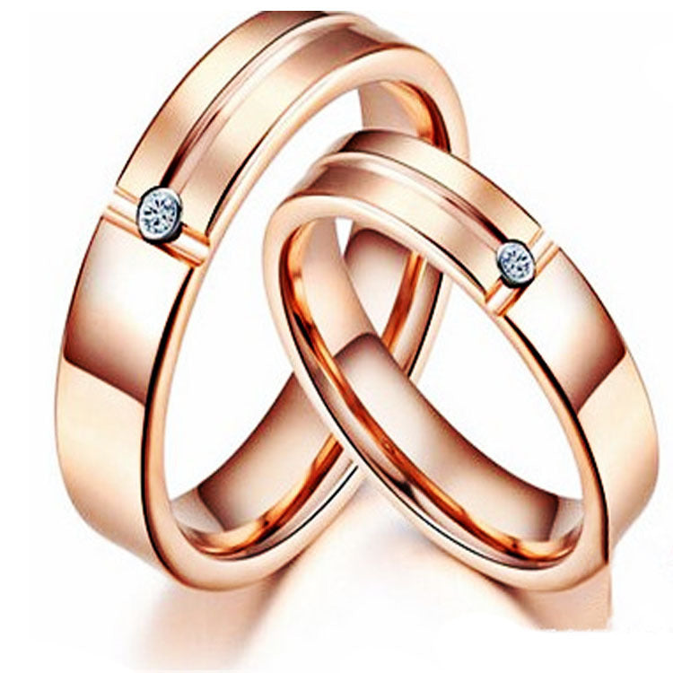 European And American Hot Sale Tungsten Gold Ring Trend Rose Gold Slotted Zircon Tungsten Steel Jewelry