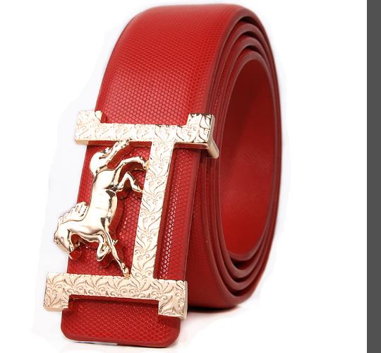 Horse Gold Buckle Real Leather Belt