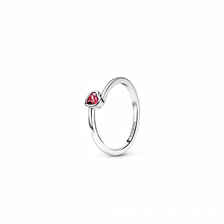 Sterling Silver Ring Rose Gold Solitaire Ring Epoxy Love Heart Ring