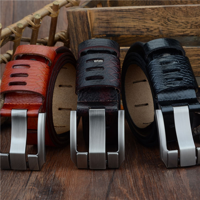 Casual Fashion All-Match Two-Layer Cowhide Male Pin Buckle Belt