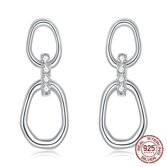 S925 Sterling Silver Double Buckle Geometric Earrings For Men and Women