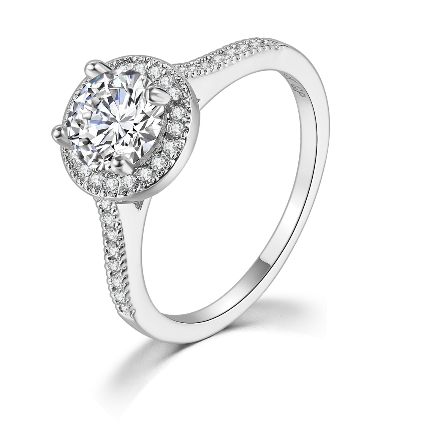 Micro Inlaid Aaa Zircon White Gold Diamond Ring