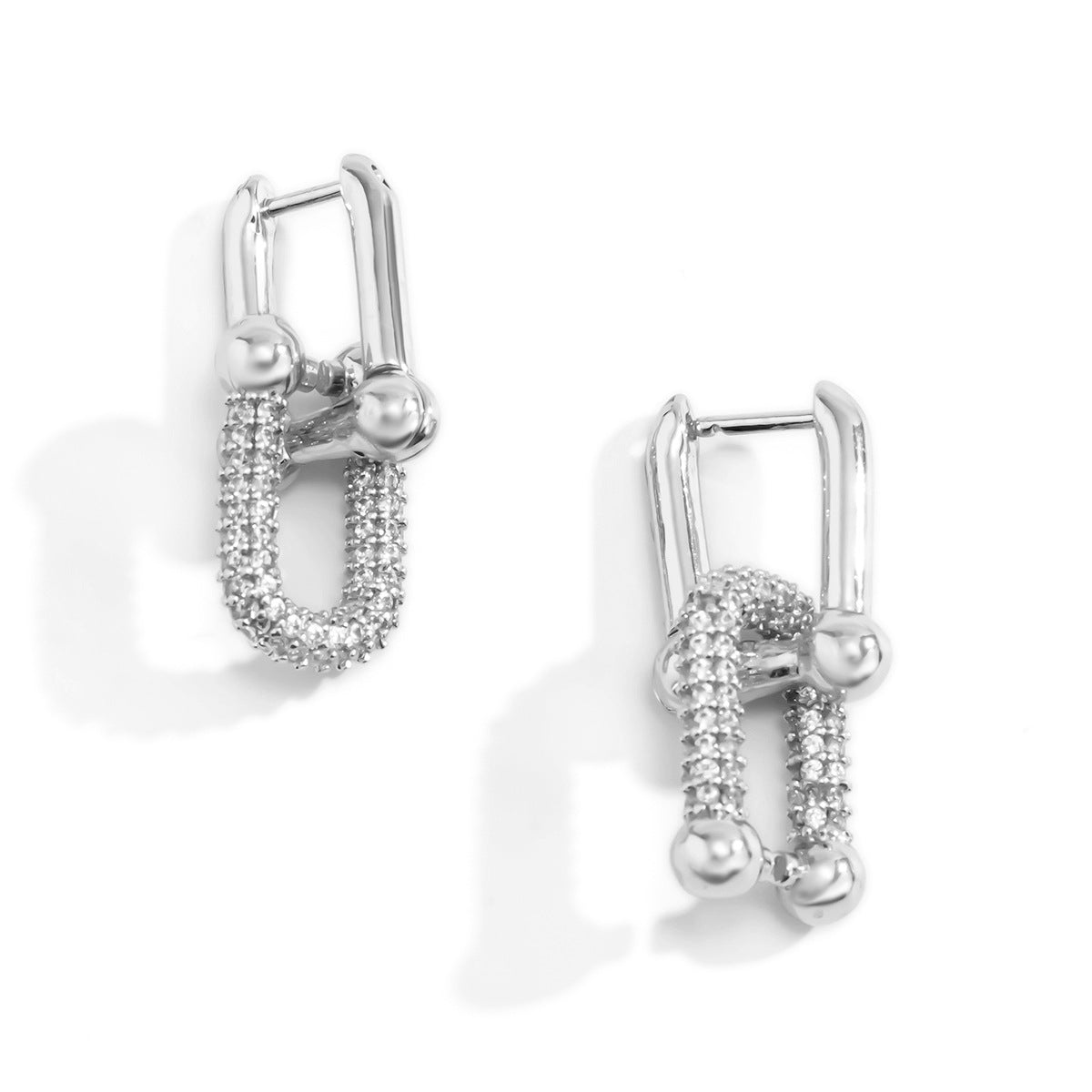 Hollow Alloy Earrings, Personalized Exaggerated Diamond U-Shaped Buckle Temperament Earrings