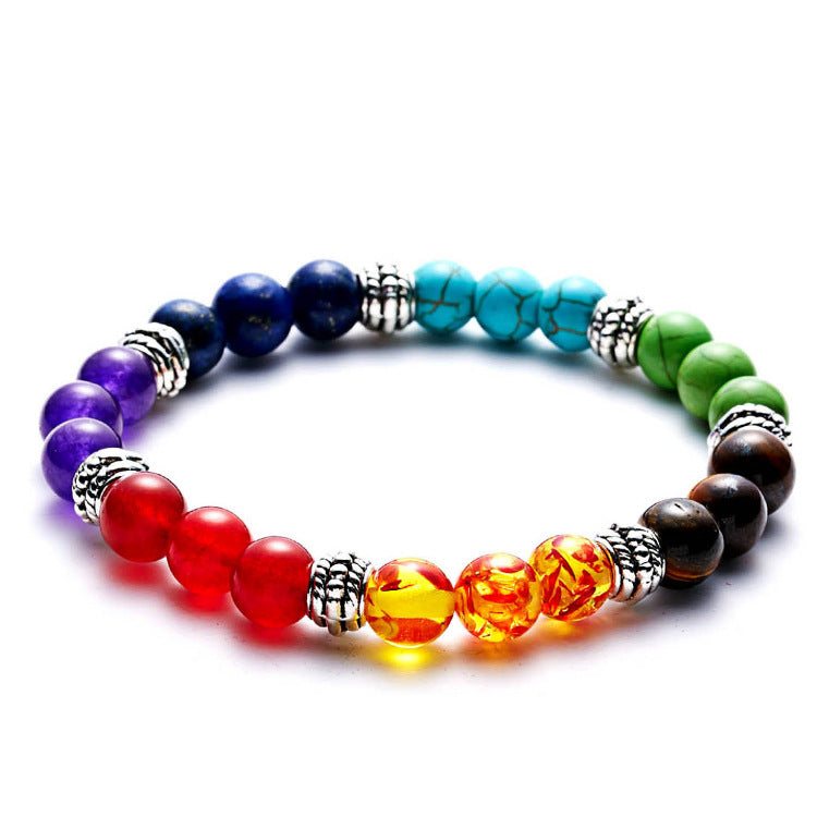 Creative Seven Color Rainbow Seven Chakra Braided Bracelet Adjustable Bracelet