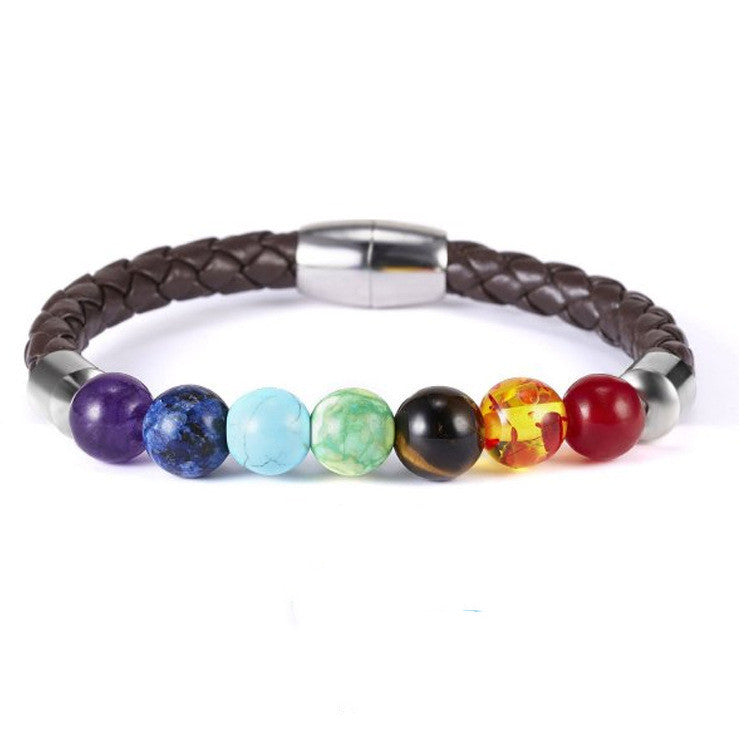 Creative Seven Color Rainbow Seven Chakra Braided Bracelet Adjustable Bracelet