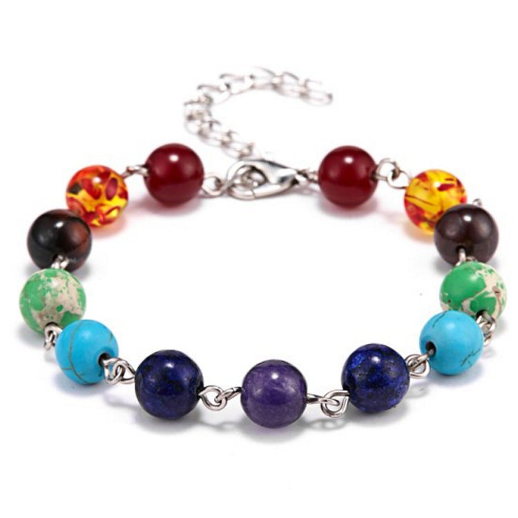 Creative Seven Color Rainbow Seven Chakra Braided Bracelet Adjustable Bracelet