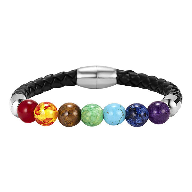 Creative Seven Color Rainbow Seven Chakra Braided Bracelet Adjustable Bracelet