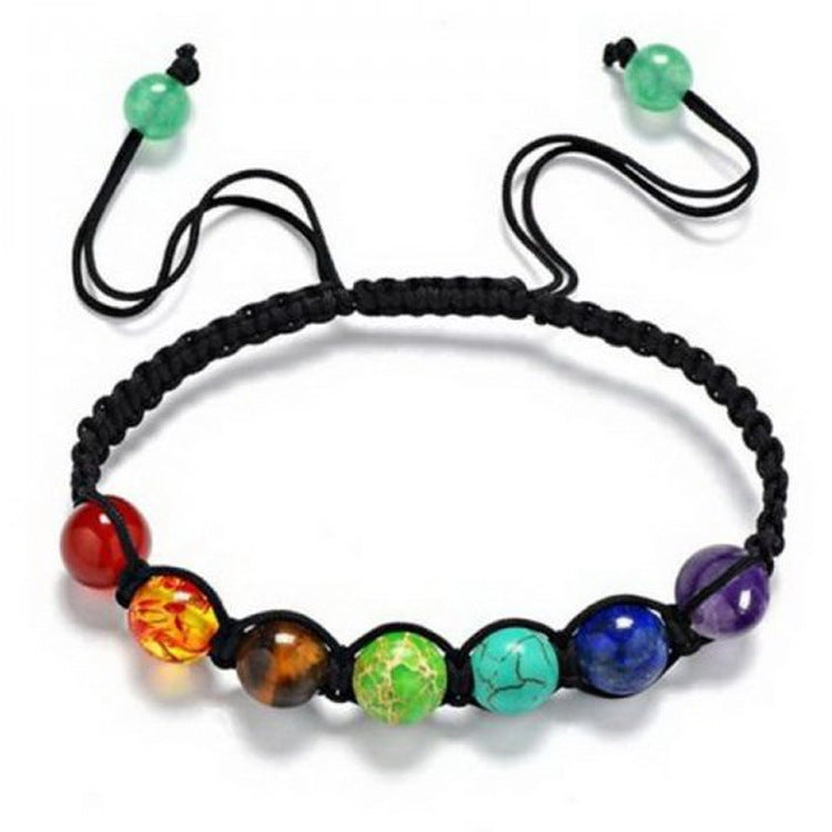 Creative Seven Color Rainbow Seven Chakra Braided Bracelet Adjustable Bracelet