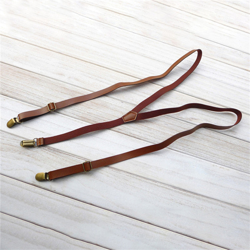 Men's and Women's Universal Strap Clip Female British Simple Faux Leather Strap Thin Suspender Strap Hipster