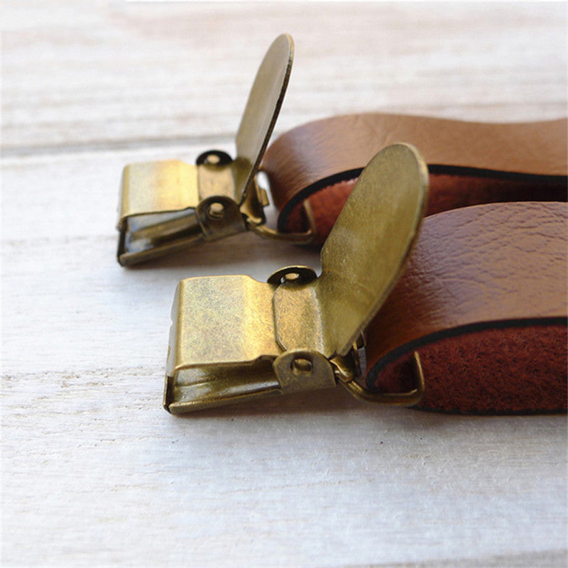 Men's and Women's Universal Strap Clip Female British Simple Faux Leather Strap Thin Suspender Strap Hipster