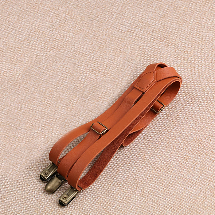 Men's and Women's Universal Strap Clip Female British Simple Faux Leather Strap Thin Suspender Strap Hipster