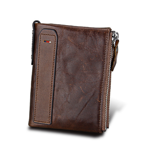 Men's Wallet Short Men's Wallet Anti-Theft Brush Leather Wallet Men