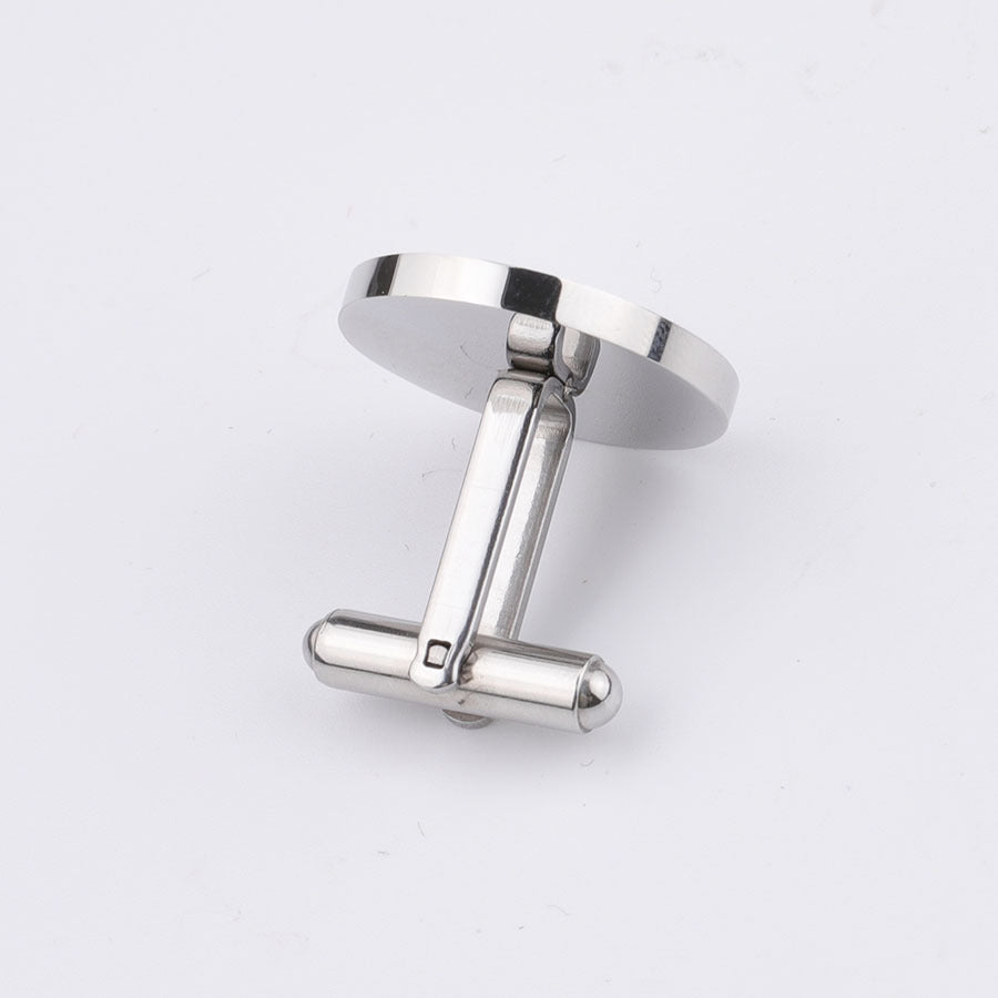 Titanium Steel Mirror Shiny Round Cufflinks