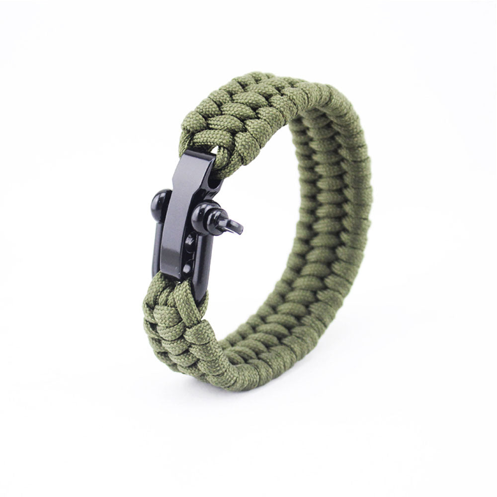 Seven-Core Umbrella Rope Braided U-Shaped Steel Buckle With Adjustable Survival Bracelet Outdoor Mountaineering Camping Emergency Rescue Bracelet