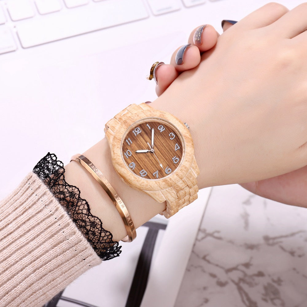 Bamboo Pattern Fashion Numbers Creative Men's and Women's Watches