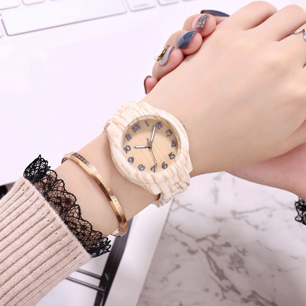 Bamboo Pattern Fashion Numbers Creative Men's and Women's Watches